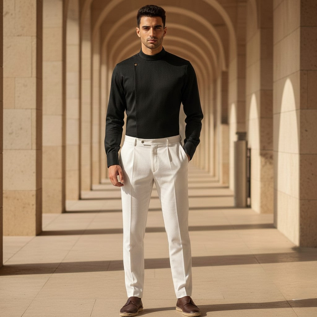 Royal Noir High-Neck Designer Shirt