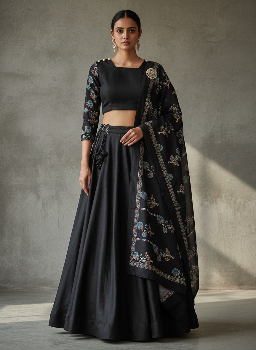 Ebony Royal Drape Lehenga